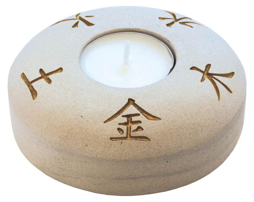 Teelicht "5 Elemente" Stein graviert 10cm