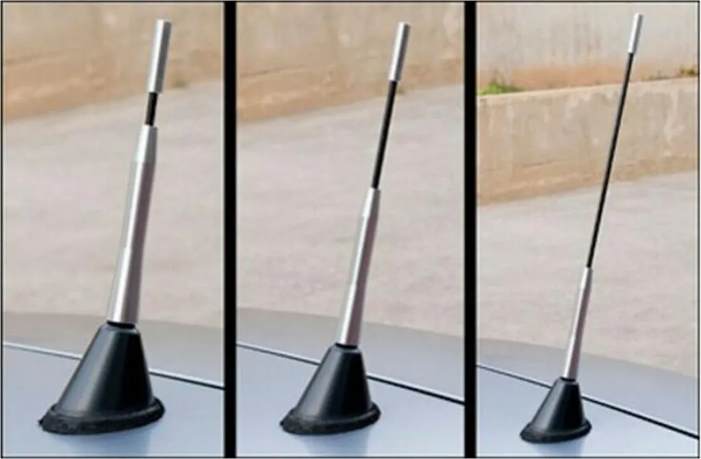 Antenna Auto CS10 Alluminio Nero Regolabile Universale Ricezione FM AM
