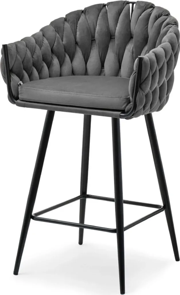 Chaise de bar tapissée NEUS pour îlot de cuisine - Gris Foncé Chic 105cm