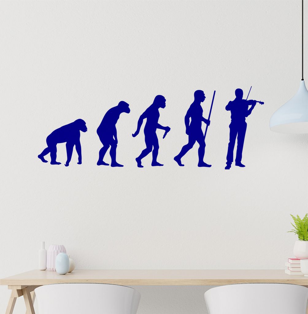 Violinist Geiger Evolution Wandtattoo Wandaufkleber Wall Sticker - Dekoration, Küche, Wohnzimmer, Schlafzimmer, Badezimmer