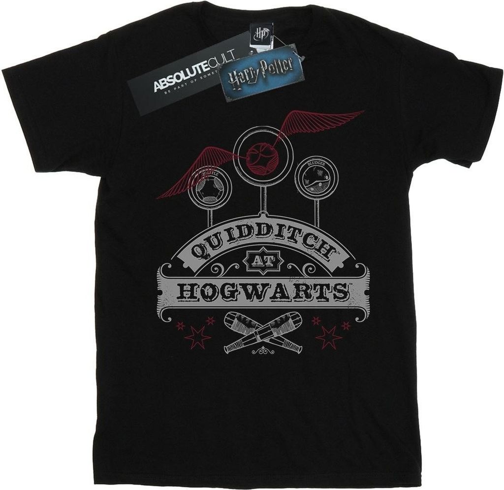 Harry Potter - "Quidditch At Hogwarts" T-Shirt für Damen BI26254 (L) (Schwarz)
