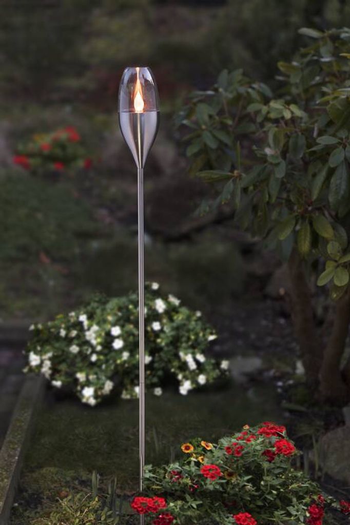 F-H-S Gartenfackel Solar Edelstahl ø8,5cm H110cm Produktbild 5