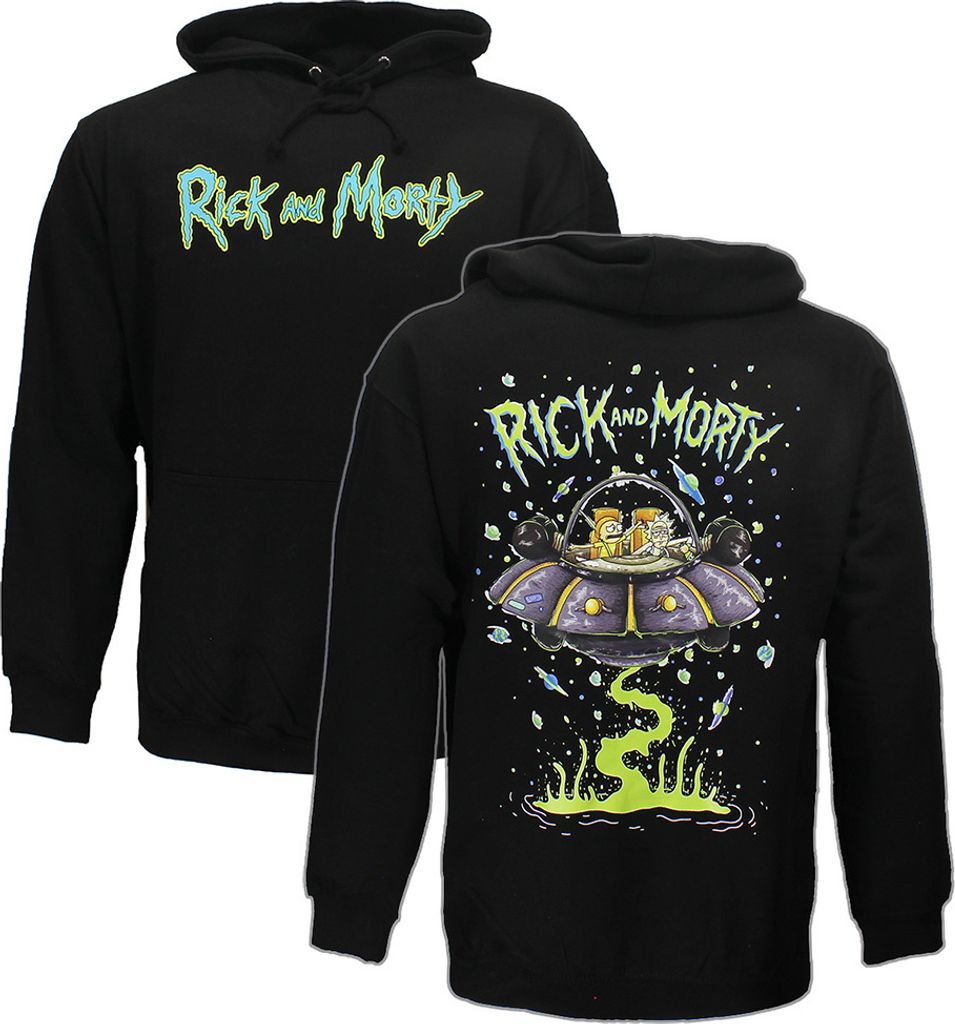 Rick and Morty Sweater Spacecruiser Pullover Hoodie Schwarz Produktbild 