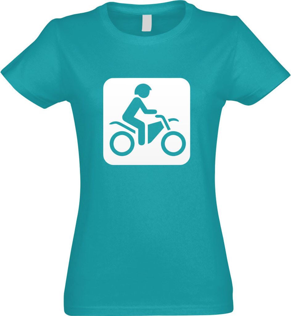 Kiwistar - T-Shirt tailliert - Damen - türkis - Motorrad Roller Biker Piktogramme - mit Motiv Bedruckt - Funshirt Design - Sport - Freizeit - Dame...