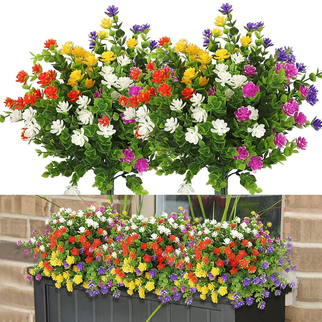 Künstliche Blumen Kunststoff Gefälschte Außenpflanzen Für Garten Veranda Pflanze 