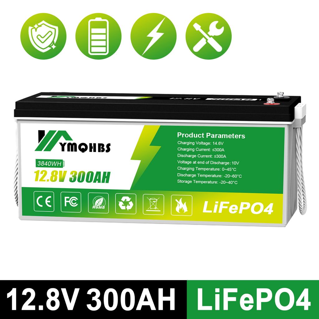 Solarbatterie 12V 300AH 3840WH LiFePO4 Batterie Solar Akku Versorgungsbatterie stromspeicher photovoltaik BMS für Solaranlage Camping Wohnmobil Boot