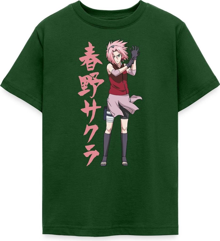 Spreadshirt Naruto Shippuden Cooles Design Mit Sakura Teenager T-Shirt, 134/146 (9-11 Jahre), Forstgrün
