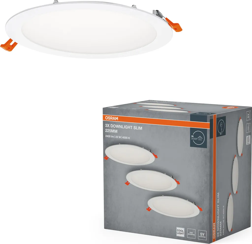 Solution éclairage puissant LED 22W pour grand espace, set 3 spots Slim