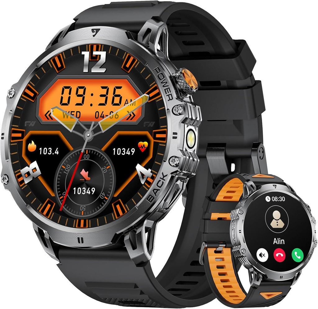 LIGE Smartwatch Herren mit 1.85" HD Display, 100+ Sportmodi, 1000 mAh Akku, IP68 Wasserdicht, Herzfrequenz & Schlafmonitor, 2 Armbänder