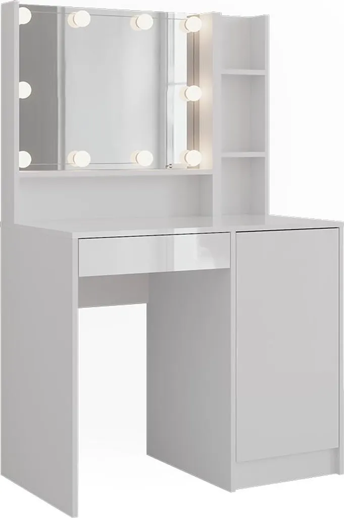 Table de maquillage blanche avec miroir et rangements Vicco 89,8 cm