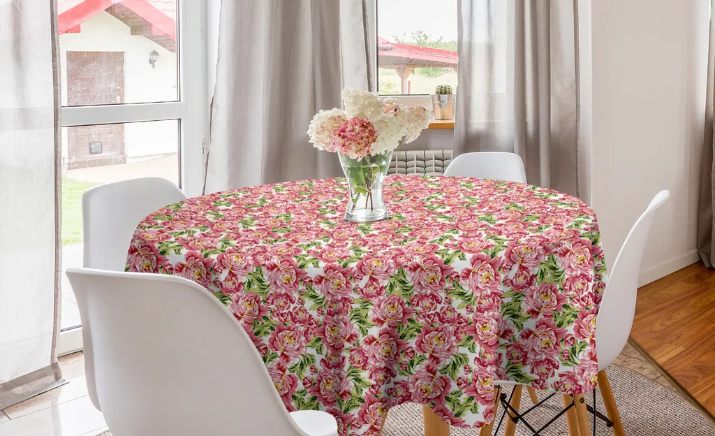 Tovaglia Circolare ABAKUHAUS 150cm Peonie Rosa Design Shabby Chic