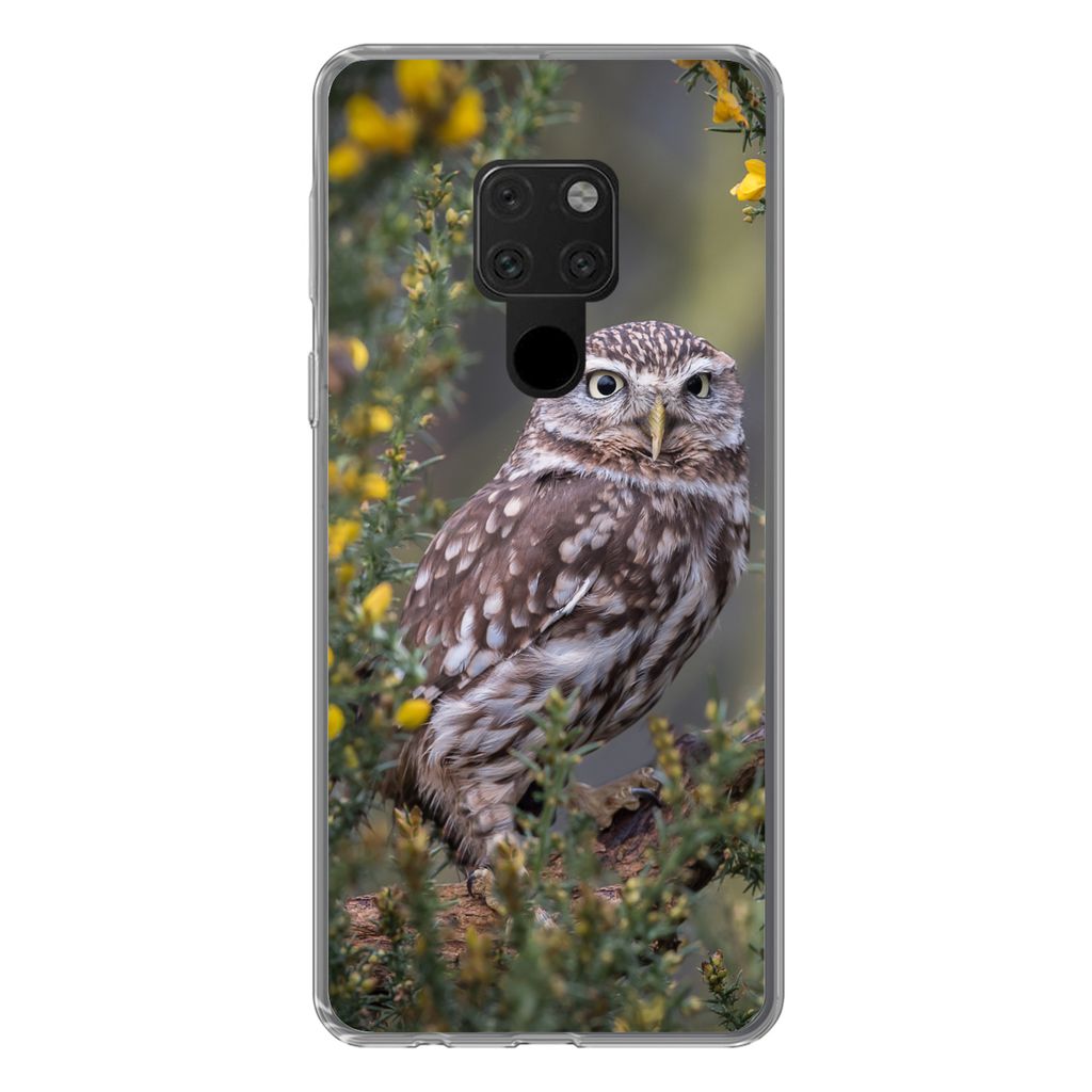 MuchoWow Handyhülle Schutzhülle Hülle für Huawei P40 Lite Eine kleine braune Eule sitzt da und starrt nach vorne Silikon Softcase Handy Hüll...