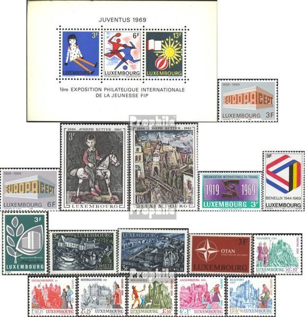 Briefmarken Luxemburg 1969 Mi Block8-803 (kompl.Ausg.) Jahrgang 1969 komplett postfrisch Sondermarken