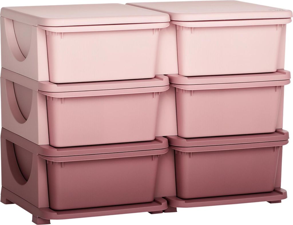 Aufbewahrungsbox für Kinder, Kinder-Aufbewahrungsbox, 3 Schubladen, Rosa
