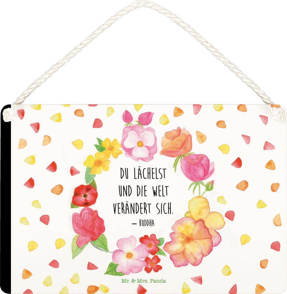 Mr. & Mrs. Panda Schild Du Lächelst DIN A5 - Geschenk, Lachen Spruch, wandtafel, hängeschild, Holzschild, Zitat schön, Freundin, glücklich sein...