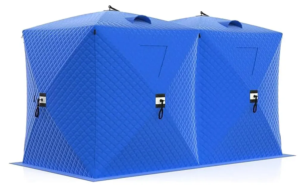 Tente de pêche sur glace bleue coupe-vent et pliable - Format 150x150cm