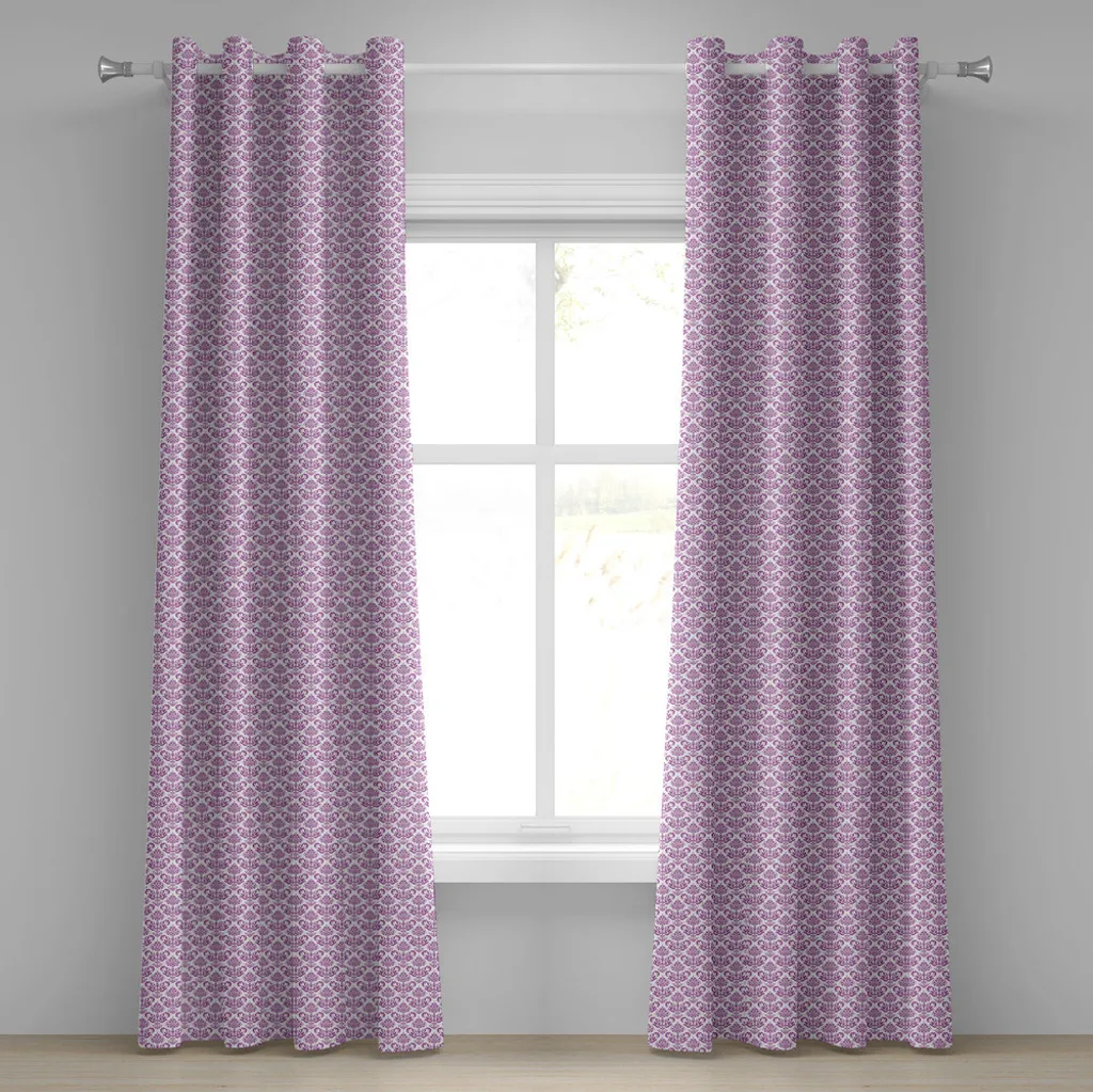 Paire de rideaux décoratifs fleurs de lavande style artistique fuchsia