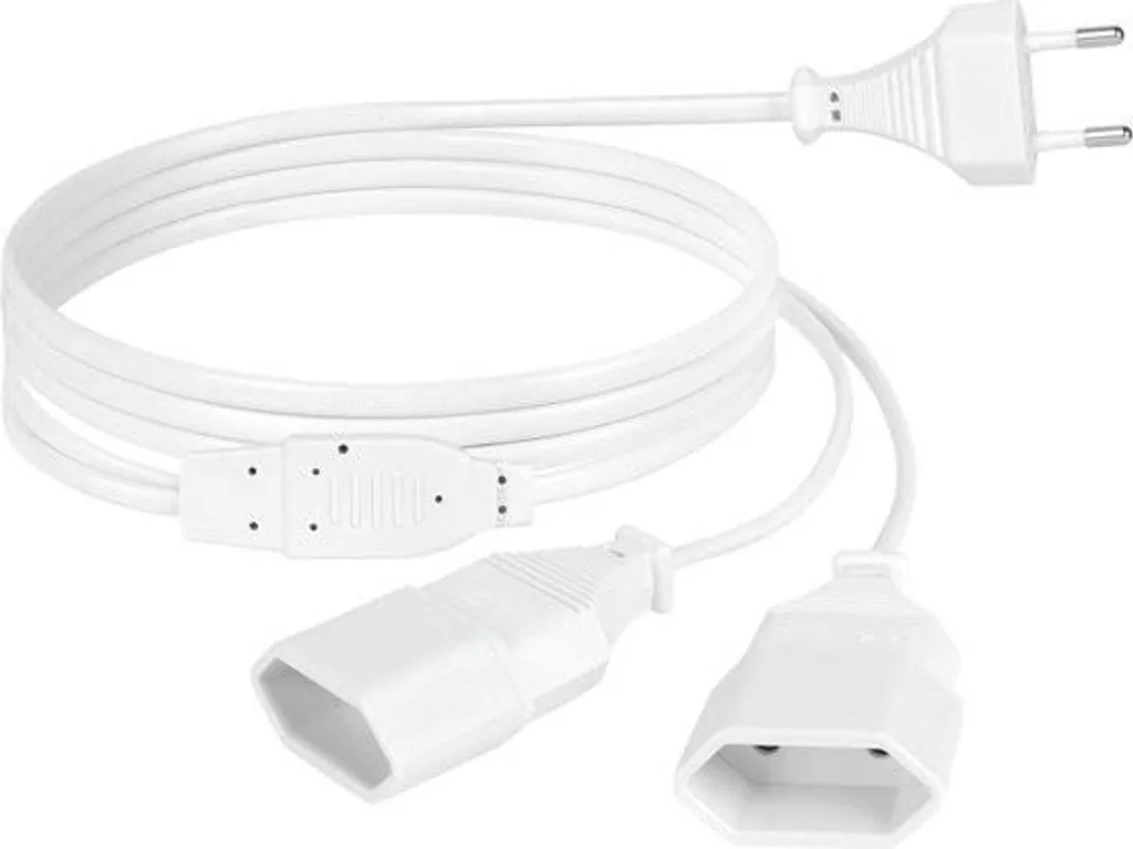 Câble d'extension électrique 2m double fiche Euro pour salon et bureau