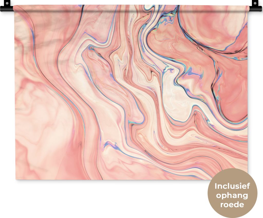 MuchoWow Wandteppich Wandbehang Marmor - Pastell - Rosa - Blau - Marmoroptik - Abstrakt 60x45 cm Tapisserie Dekoration Wandtuch - Das Schlafzimmer