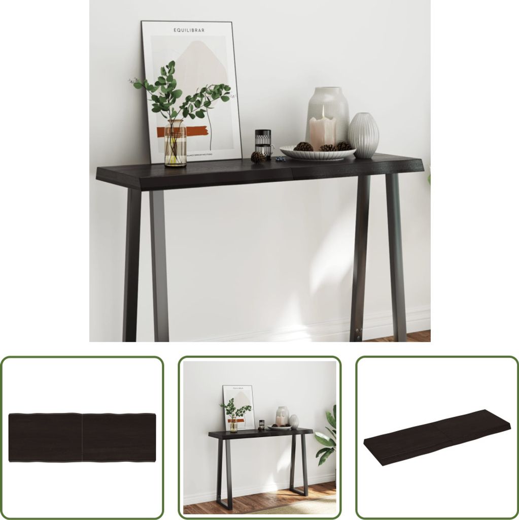 The Living Store Tischplatte 120x40x(2-6) cm Massivholz Behandelt Baumkante