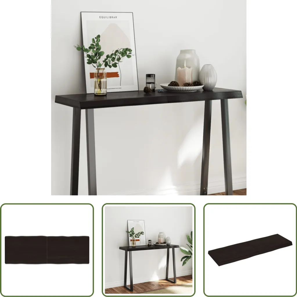 Piano Tavolo 120x40 Legno Massiccio Bordo Albero | Top Scrivania