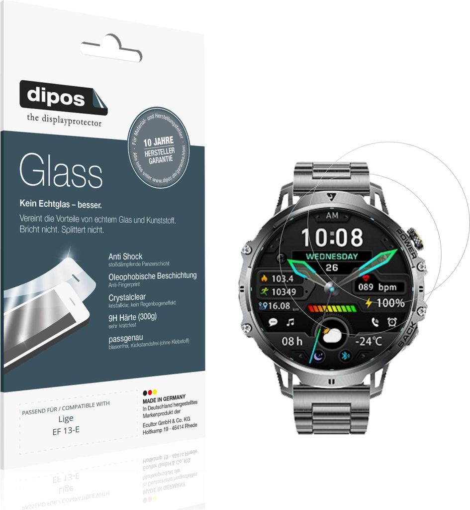 2x Schutzfolie für Lige EF 13-E - Anti-Shock 9H Folie dipos Glass Kunststoffglas