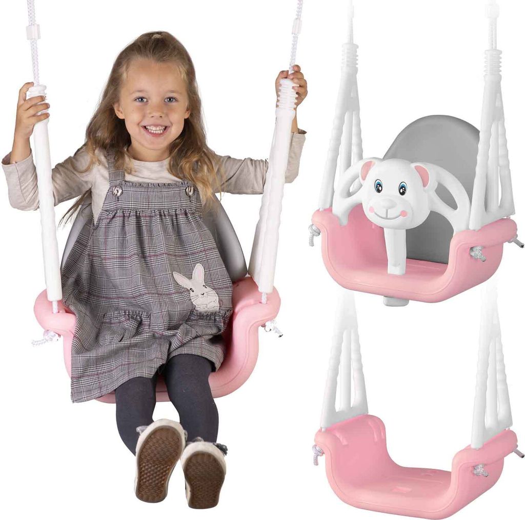 Huśtawka kubełkowa miś 3 w 1 Ricokids różowa Zdjęcie produktu 