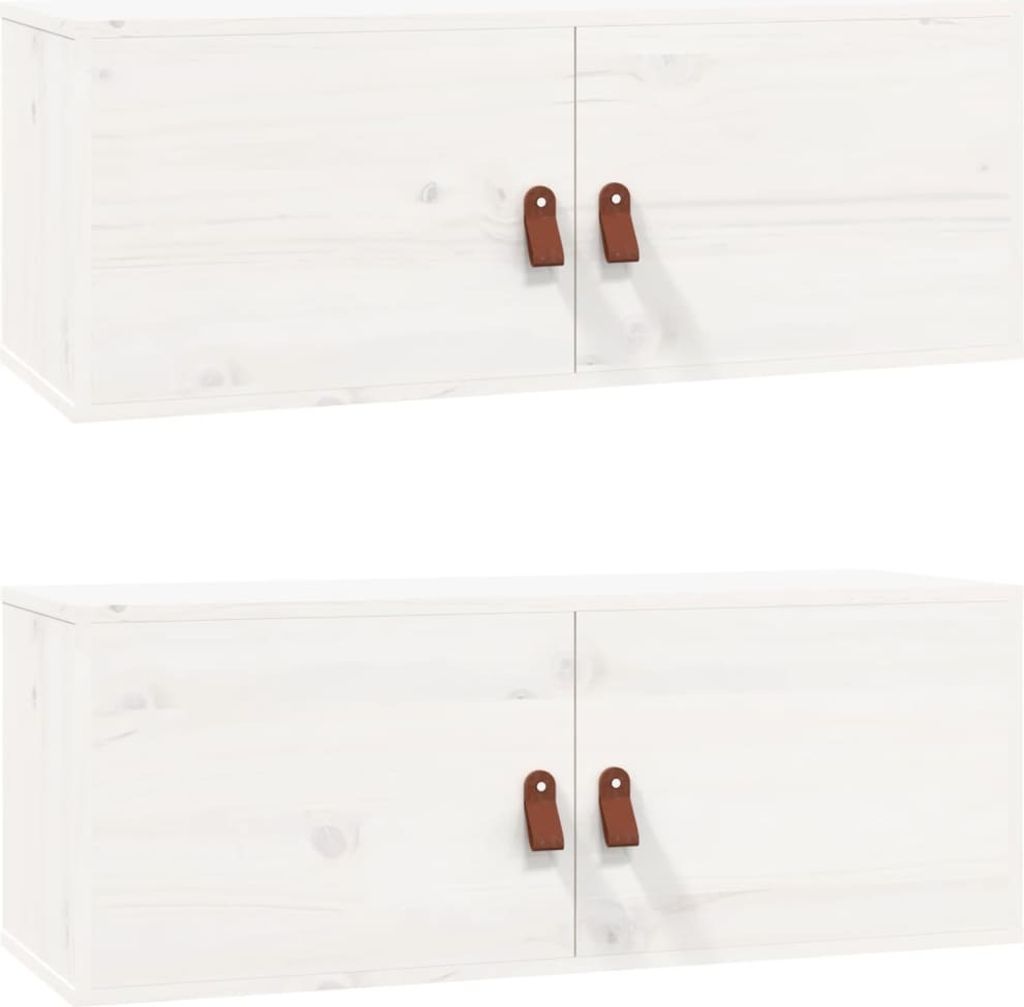 vidaXL Wandschränke 2 Stk. Weiß 80x30x30 cm Massivholz Kiefer
