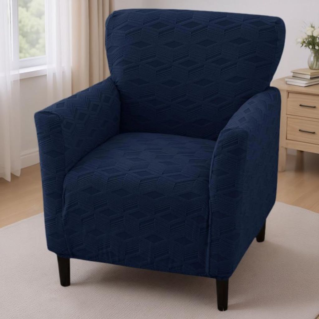 Stretch-Sofabezug, 1-Sitzer-Sofa-Schutz fürs Wohnzimmer,Dunkelblau