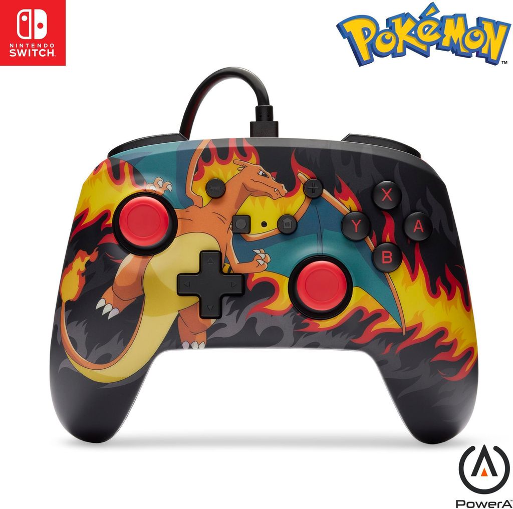 PowerA Verbesserter kabelgebundener Controller für Nintendo Switch, Charizard-Feuersturm