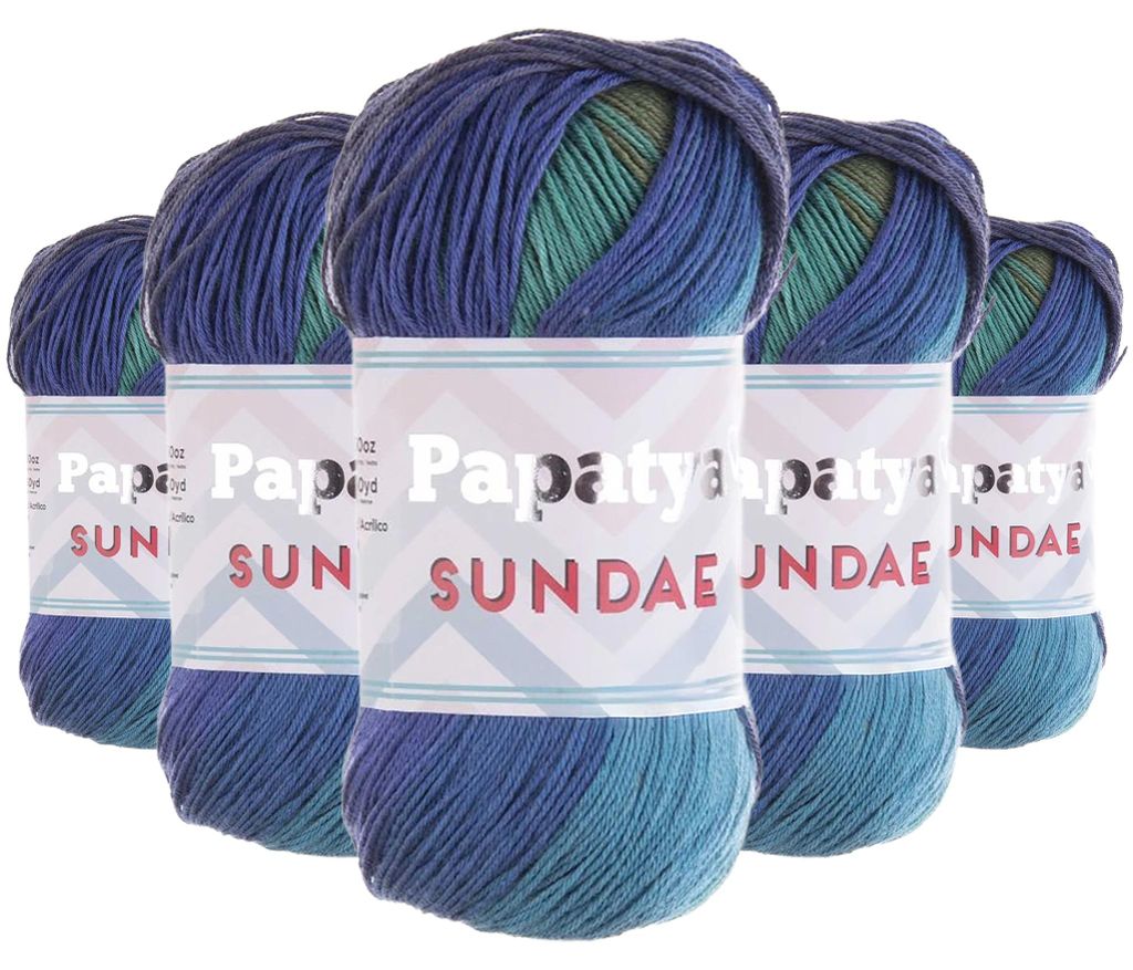 Papatya Sundae Farbverlaufsgarn 5x100g Strickgarn Häkelgarn Sommerwolle