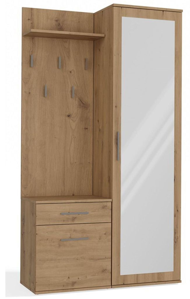 Selsey Duvio – Flurgarderobe mit Schrank und Spiegel, Eiche Produktbild 
