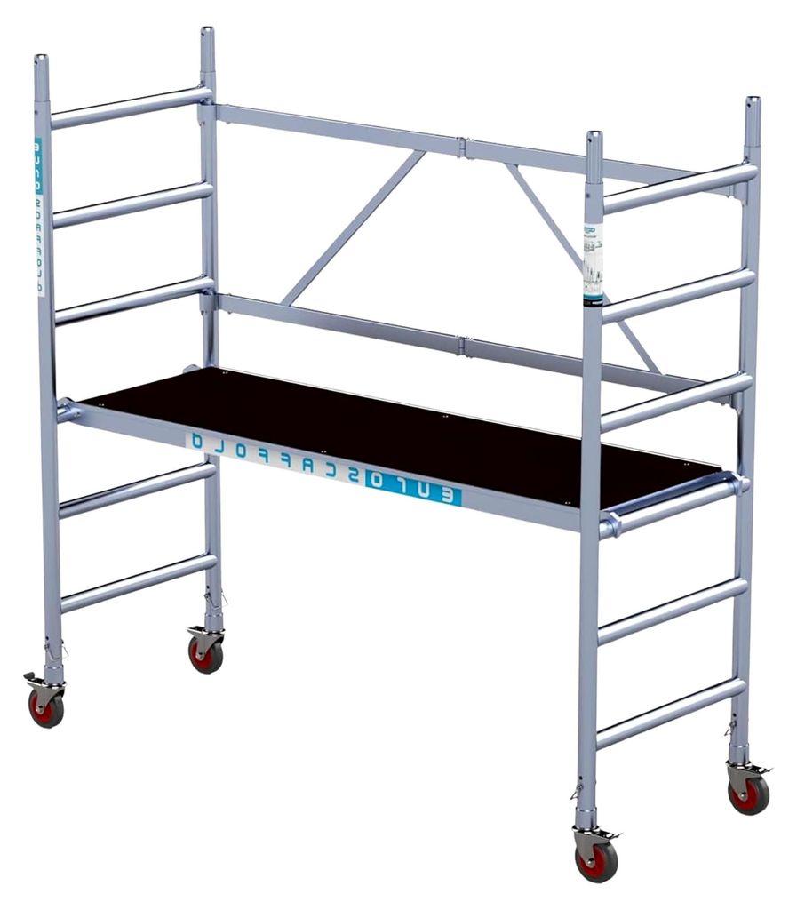 EuroScaffold Express Zimmerfahrgerüst, 3 m Arbeitshöhe, Rollgerüst, Fahrgerüst, Aluminium Rollrüstung, DIN EN 1004,