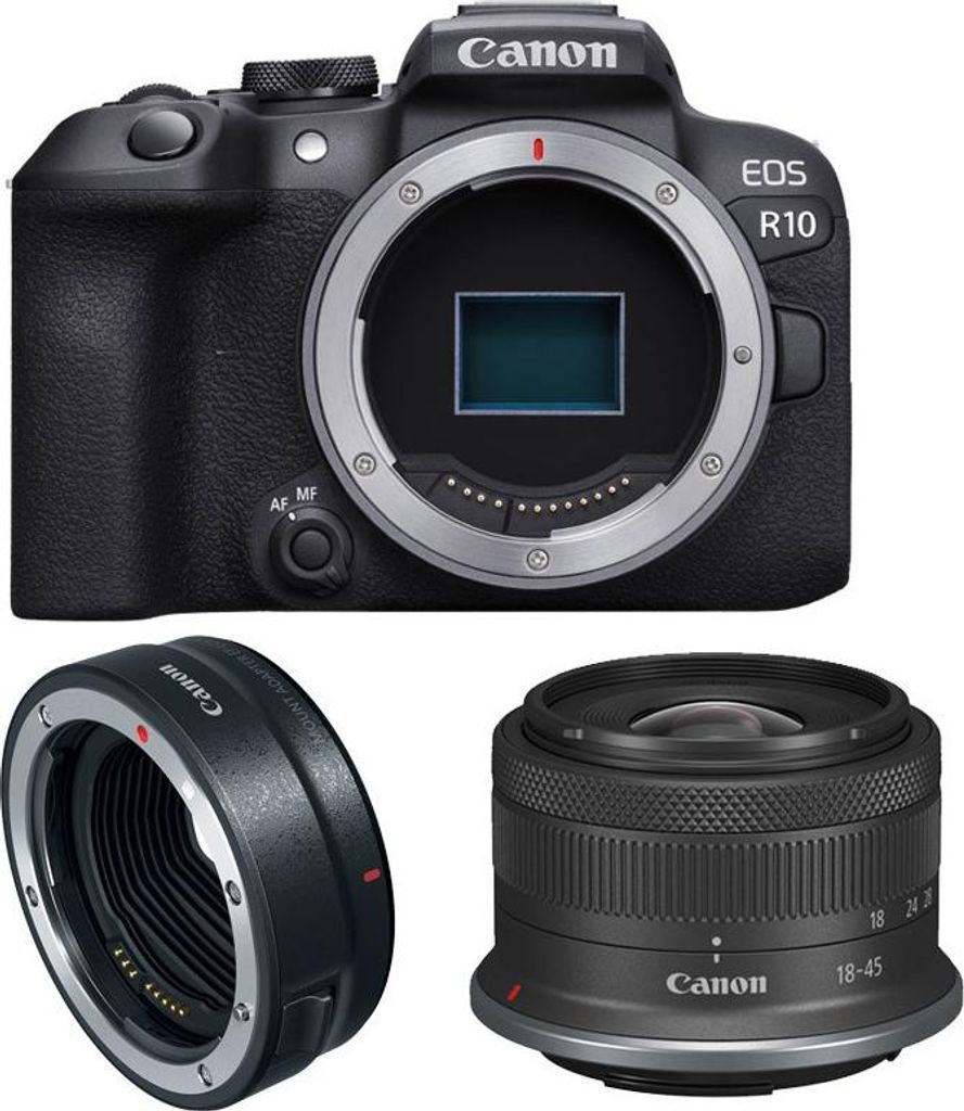 Canon EOS R10 + RF-S 18-45mm F4.5-6.3 IS STM + EF- R, 24,2 Produktbild 