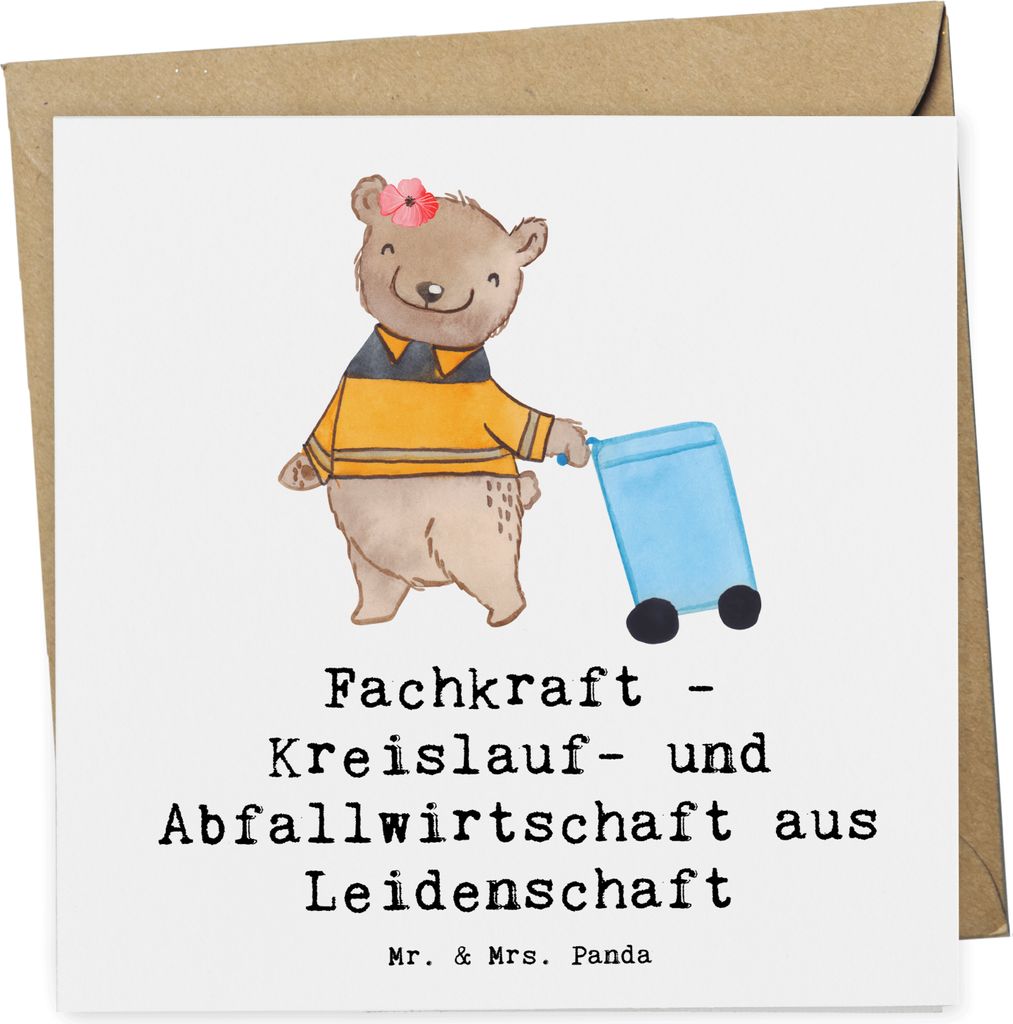 Mr. & Mrs. Panda faltkarte Fachkraft - Kreislauf- und Abfallwirtschaft Leidenschaft - Weiß - Geschenk, anlasskarte, Spruch, Grußkarte, Glückwuns...