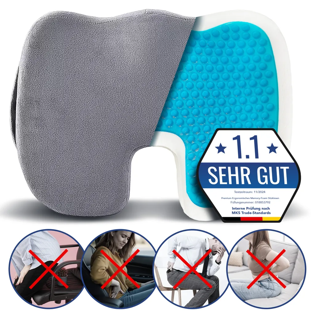 Cuscino Ergonomico per Auto e Camion - Sollievo Coccige e Schiena Viaggi