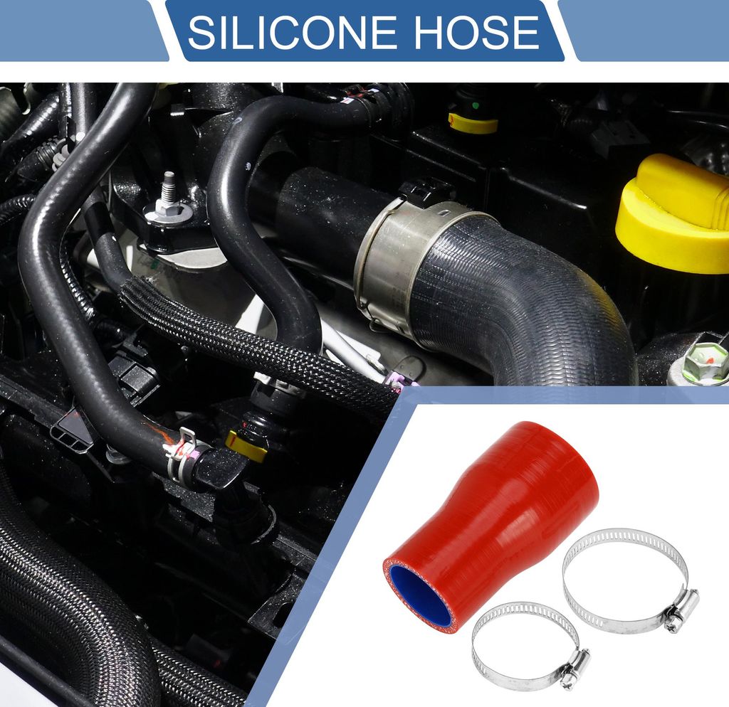 1 Satz 38mm/1,5"-51mm/2,01" ID 100mm/3,94" Länge 0 Grad Blau Rot Auto Silikonschlauch mit Schellen Kühlmittelschlauch Universal