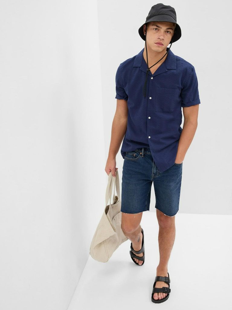 GAP Herren Dunkelblau Jeansshorts Lockere Passform Flex Größe 29 Innenbeinlänge 20 cm