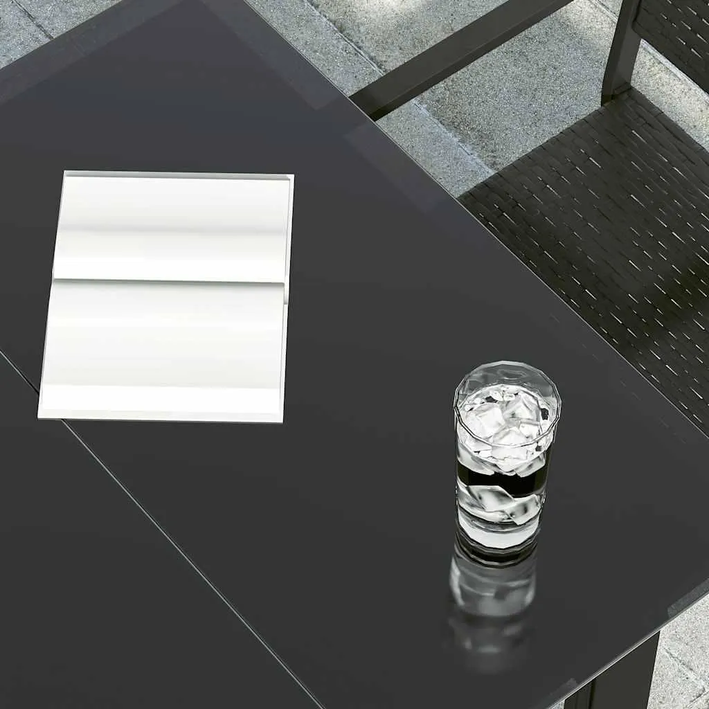 Tavolo da Pranzo Esterno vidaXL Nero 160x80 Acciaio e Vetro - 4