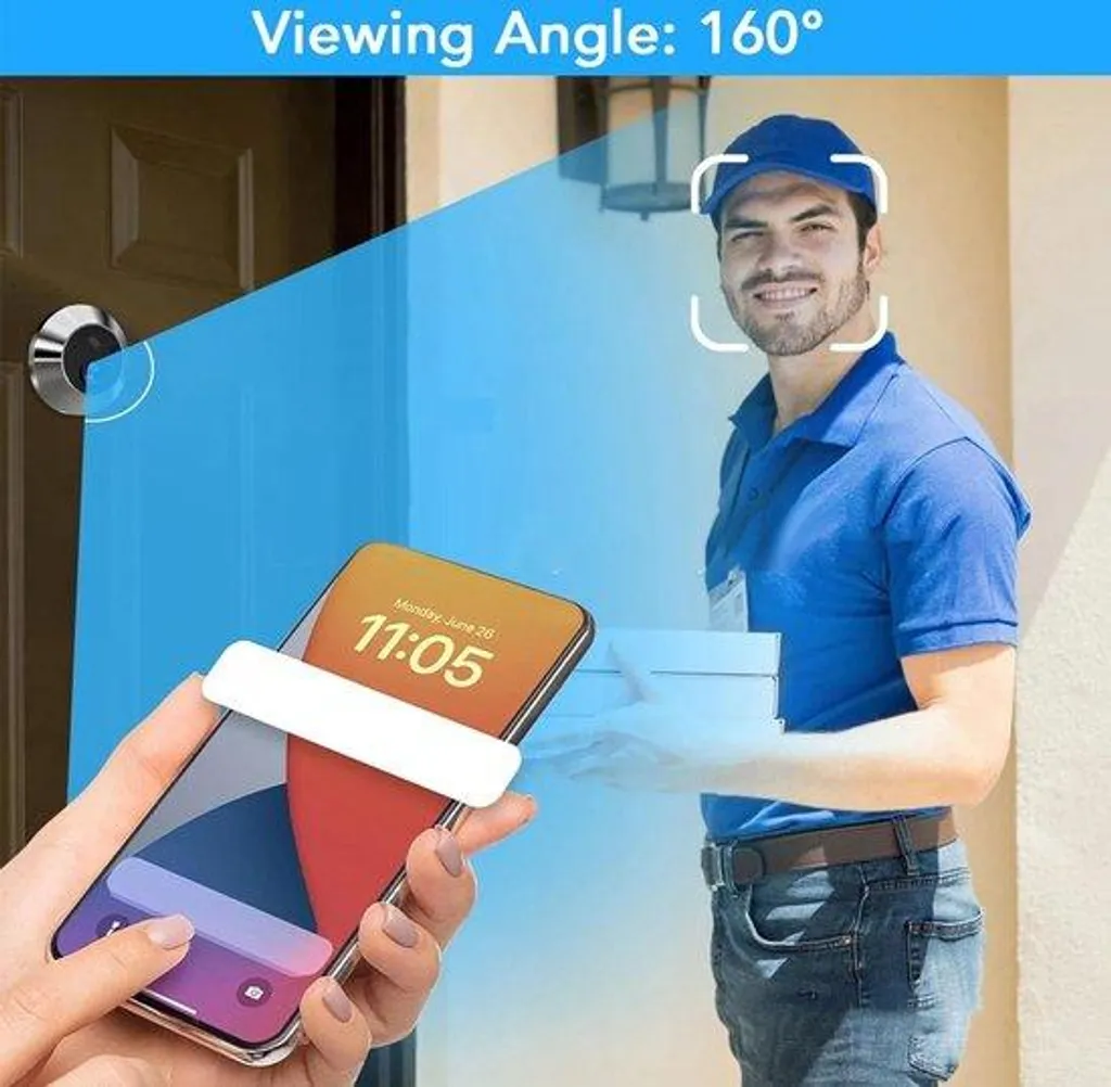 Caméra surveillance 160° avec détecteur PIR et vision nocturne HD