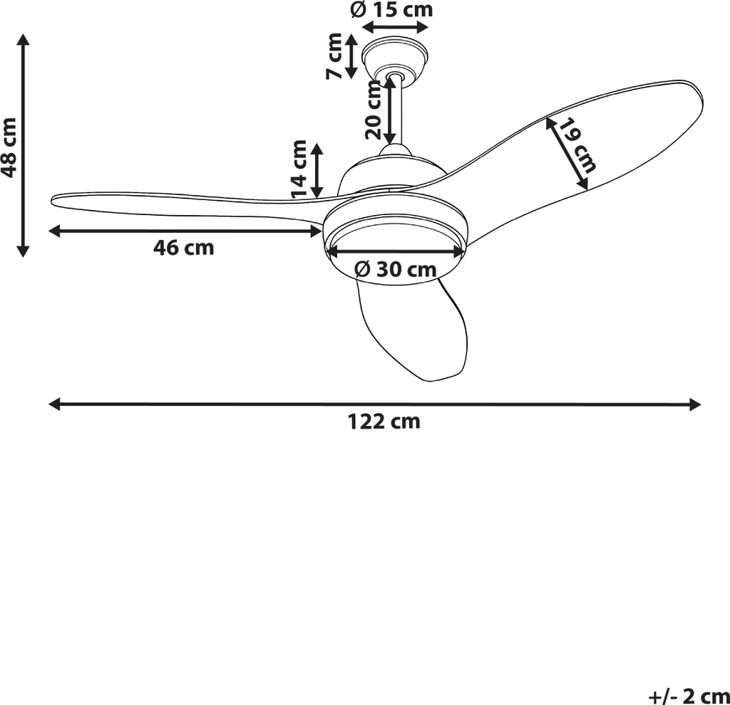 Beliani Ventilateur de Plafond Brun Effet Bois avec Télécommande 112 cm