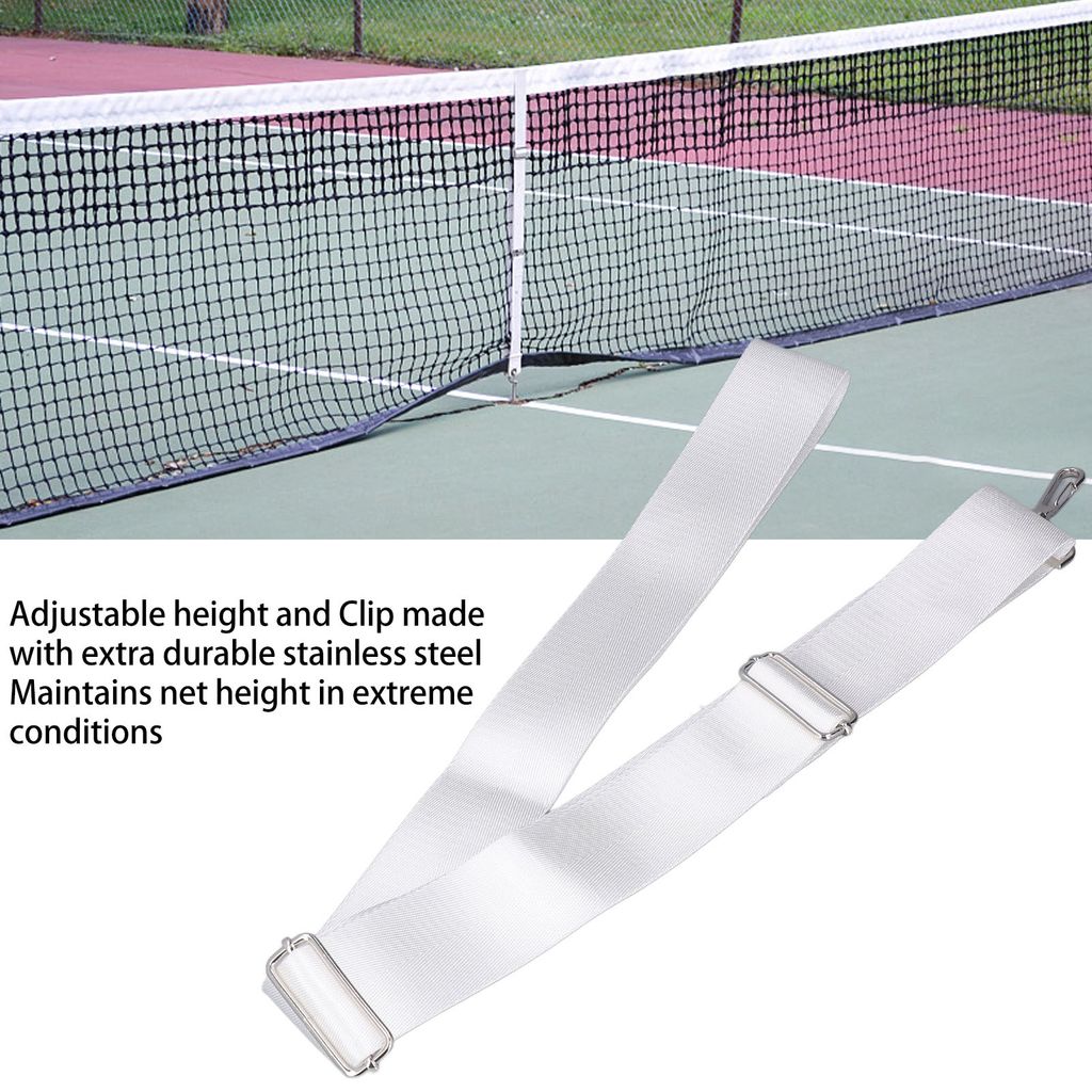 Sangle Centrale De Filet De Tennis – Nylon Réglable, Boucle Inox – Hauteur Ajustable, Blanc
