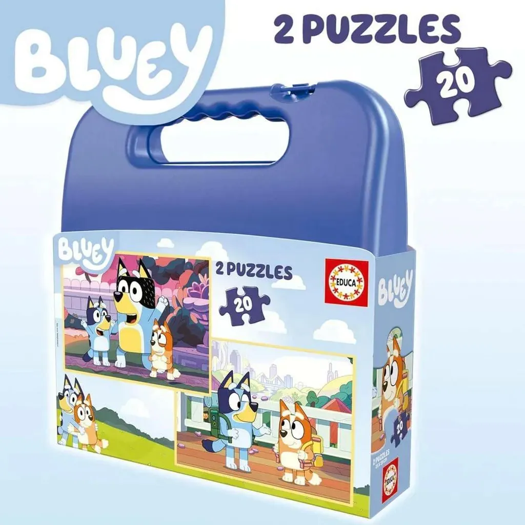 Mallette puzzle enfant Bluey avec deux puzzles de 20 pièces