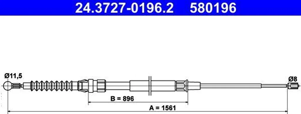 Cavo Freno a Mano VW Touran ATE 24.3727-0196.2 | Ricambio Certificato OE