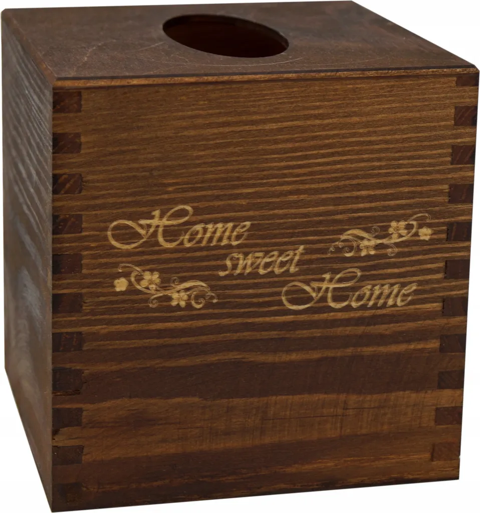 Porta Fazzoletti Quadrato Marrone Inciso - Design Minimal per Ufficio - 1