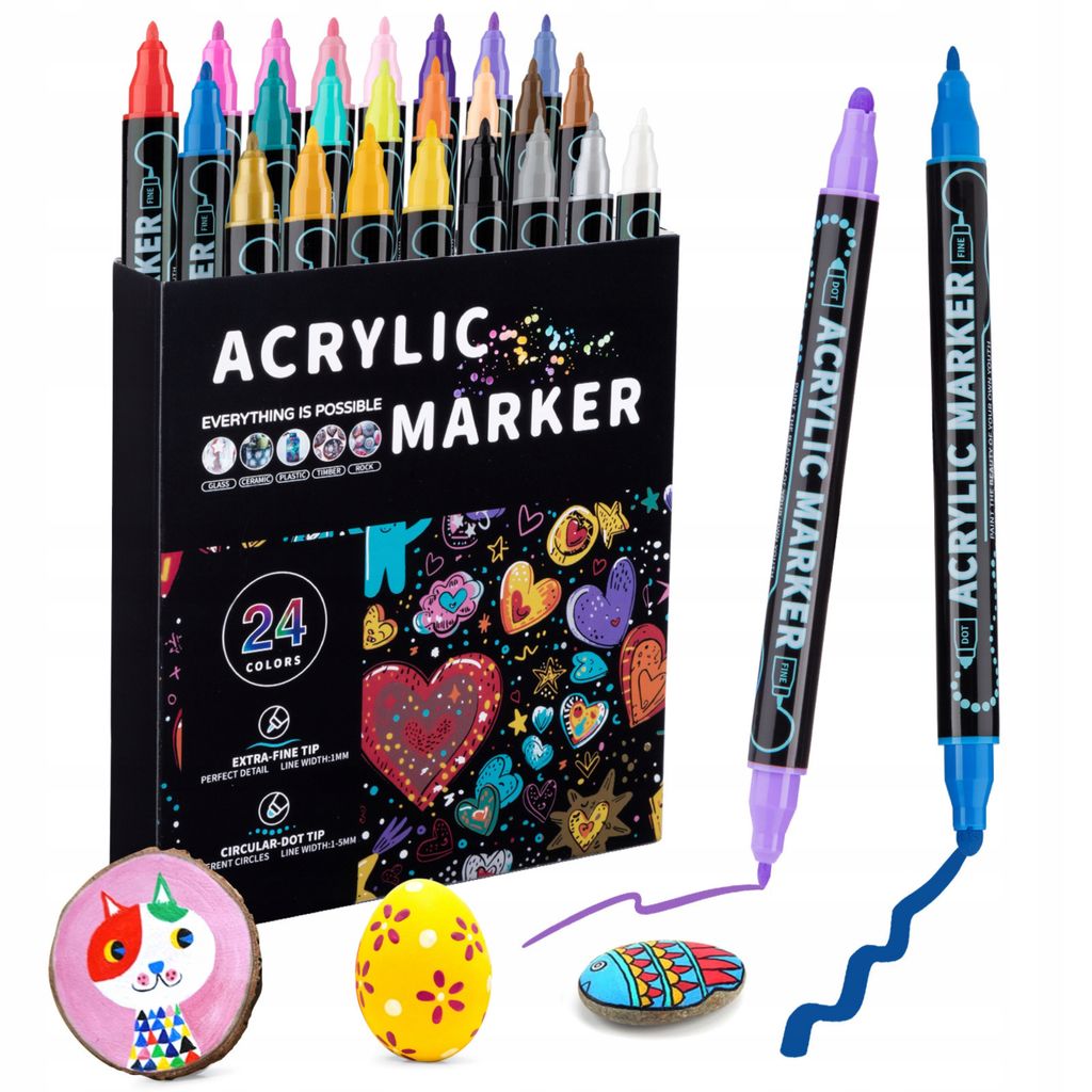 Creative Acrylmarker Set 24 Stück – Doppelseitige Stifte Produktbild 