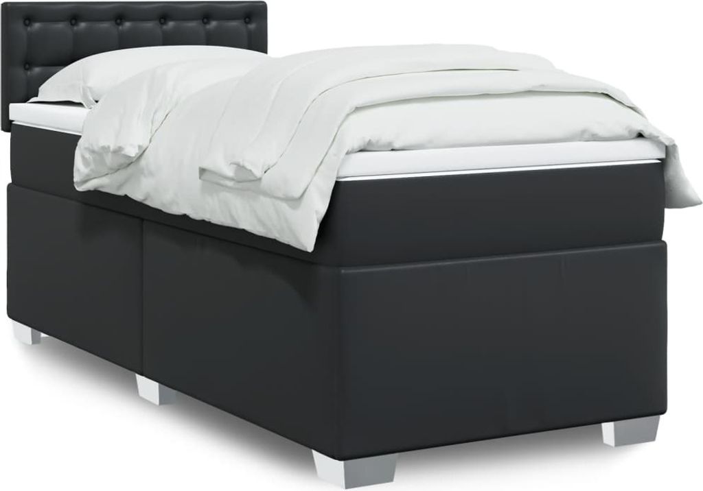 Maison Exclusive - Boxspringbett mit Matratze Schwarz 90x190 cm Kunstleder