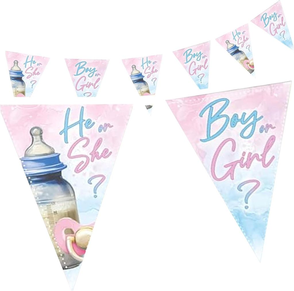 Gender Reveal Wimpelkette Rosa 4–5 m – süße Deko für Produktbild 