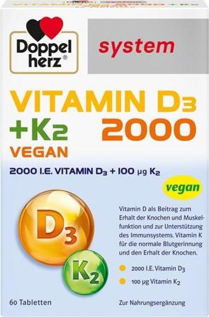 Doppelherz Vitamin D3 2000+K2 system Tabletten 60 Stück