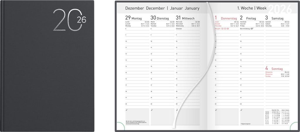 Wochenkalender XL 2026 / Buchkalender / 17x24cm / Farbe: Produktbild 